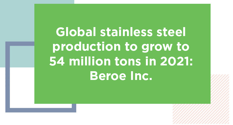 Global stainless steel production to grow to 54 million tons in 2021: Beroe Inc. - Jindal Stainless