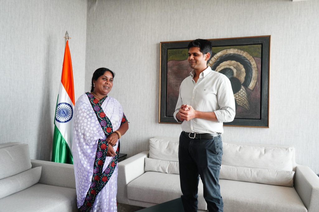 Ms Minu Mohanta with MD, Jindal Stainless, Mr Abhyuday Jindal